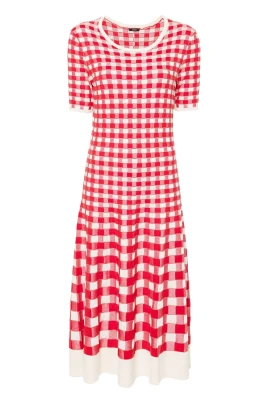 Röd Vichy Jacquard Maxiklänning
