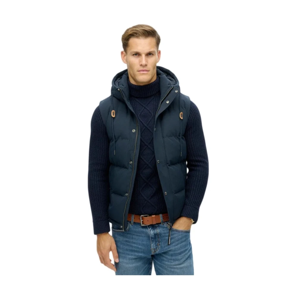 Superdry Herren Blau Daunenweste Mit Kapuze Everest - Bild 5