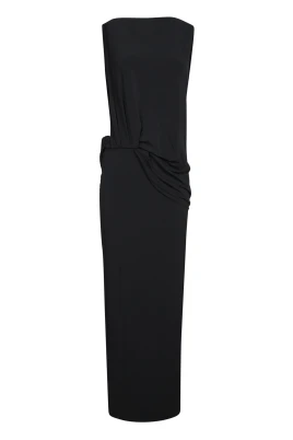 Elegant Svart Ärmlös Lång Klänning
