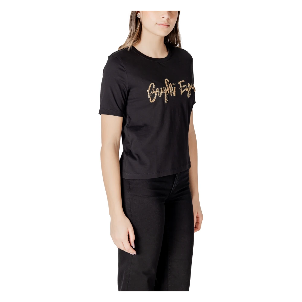 Jacqueline de Yong Zwart Bedrukt Katoenen T-Shirt Black Dames