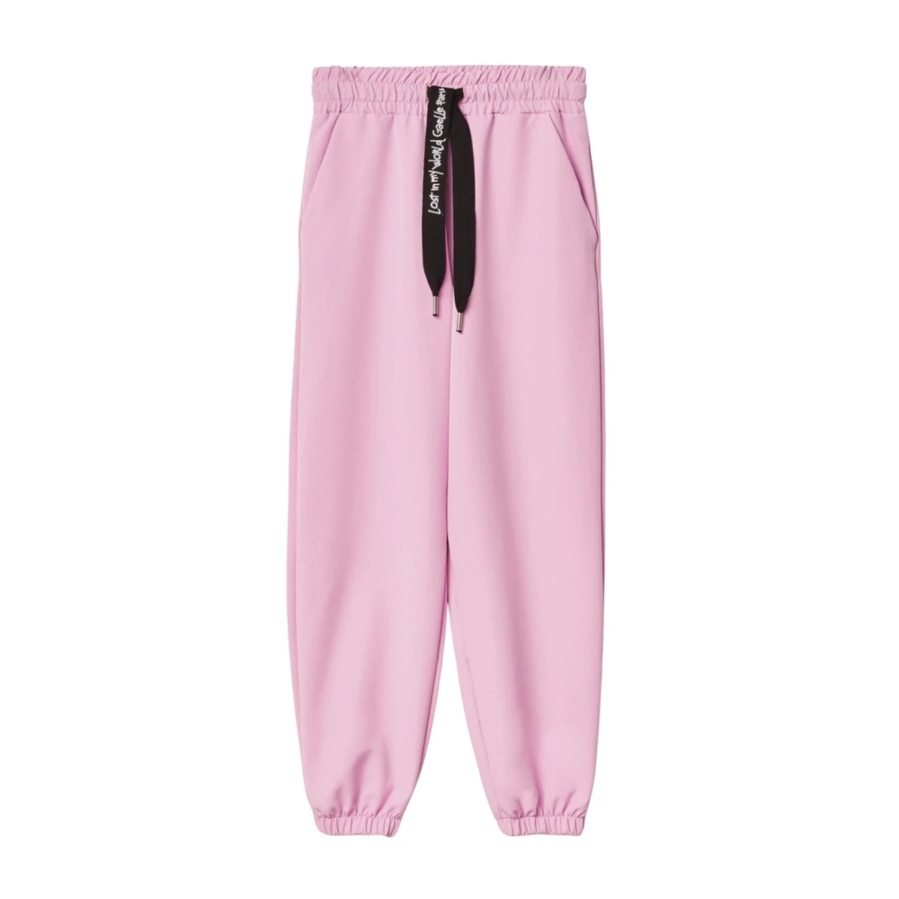 Gaëlle Paris Pink Sweatpants, Female, Xs, Logo Drawstring Joggers In Cotton Orchid
