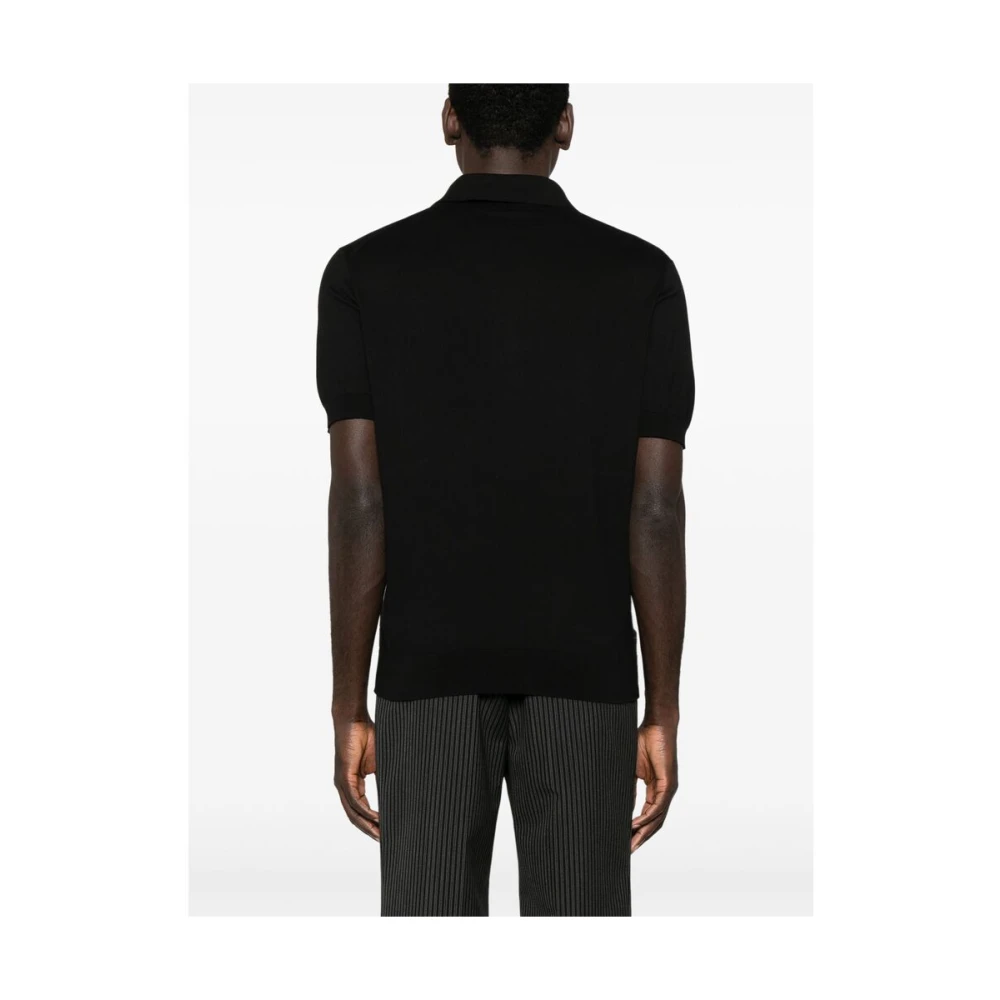 Ermenegildo Zegna Zwarte Polotrui met Knoopsluiting Black Heren