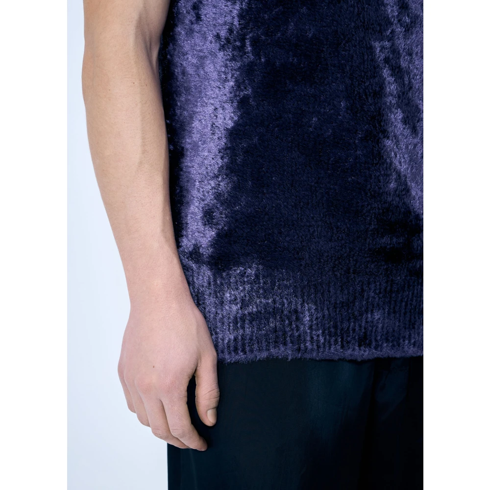 Dries Van Noten Fluffy Gebreide Top Purple Heren
