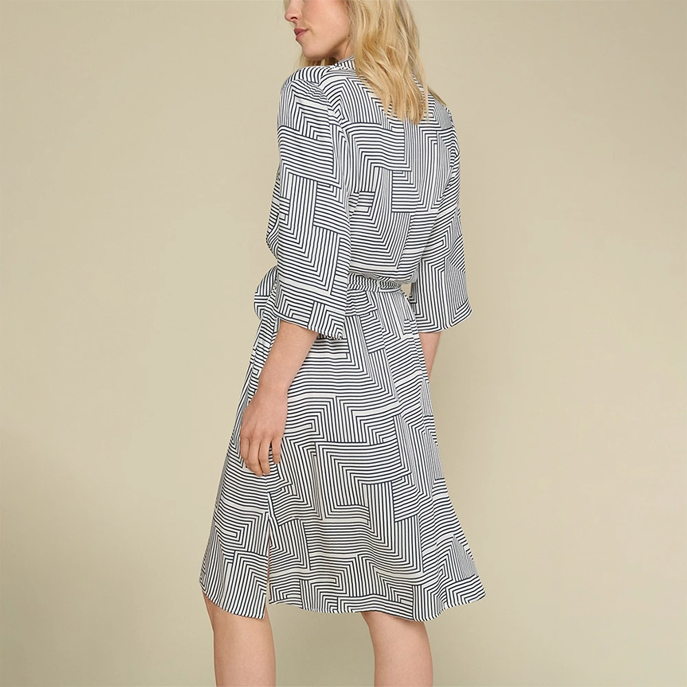 Marie Méro Geometrische Print Viscose Jurk Blue Dames