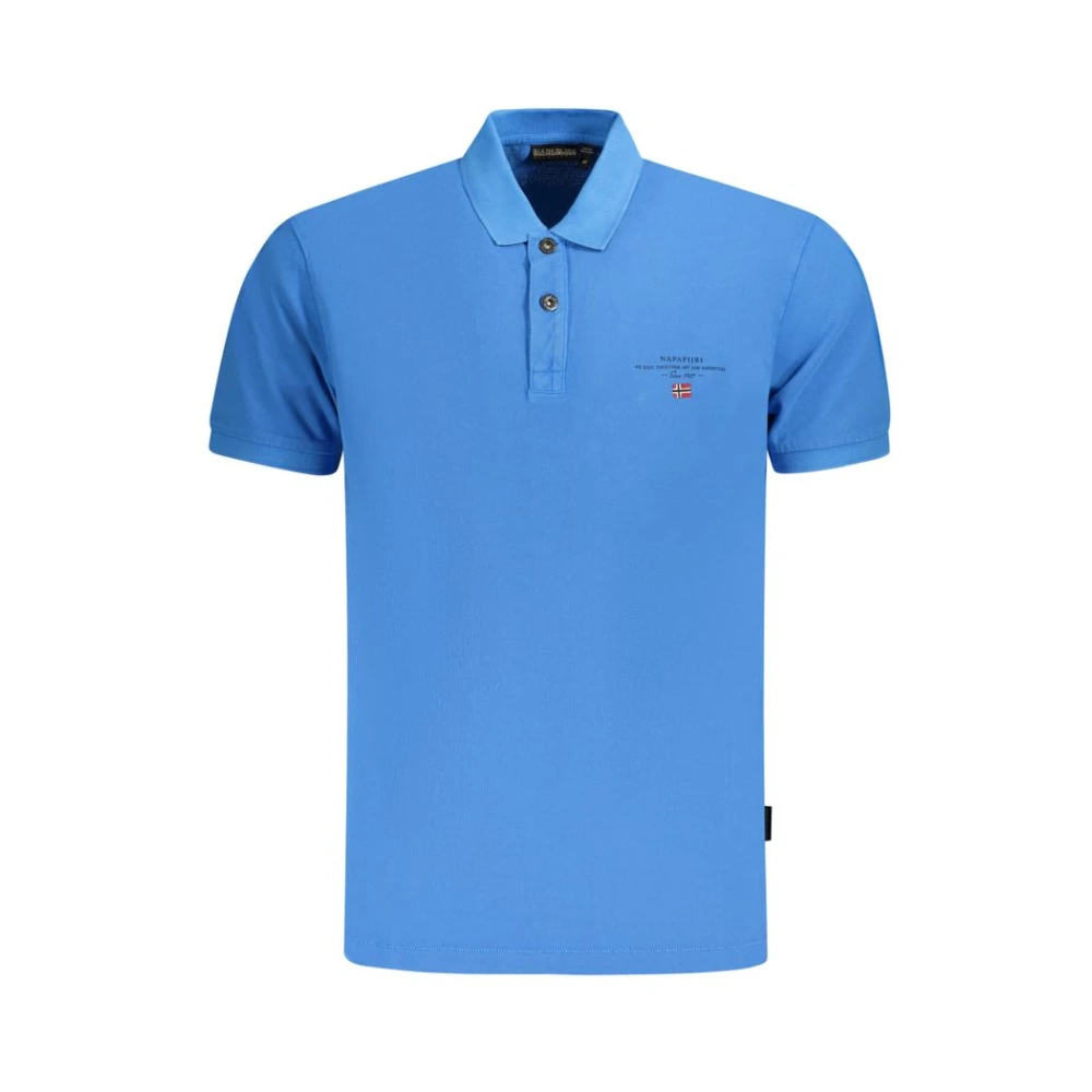 Napapijri Men's Blue Polo Shirt With Embroidery And Print