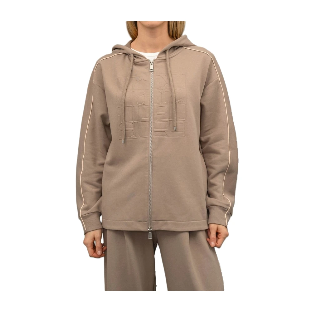 Max Mara Sportieve Stijl Jas met Logo In reliëf Brown Dames