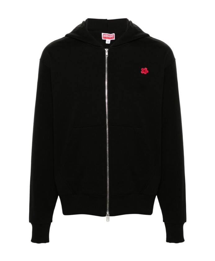 veste-zippee-a-capuche-fleur-noire