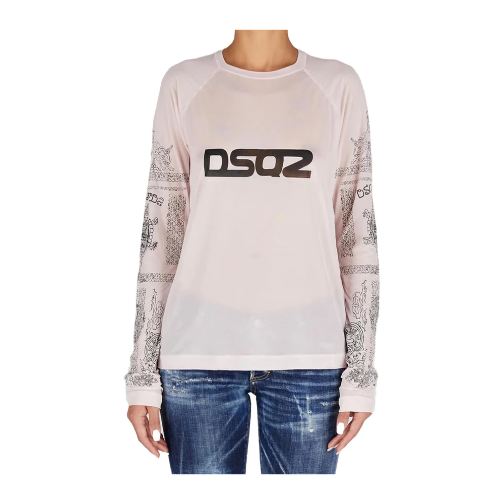 Dsquared2 Logo T-shirt in diverse kleuren Pink Dames