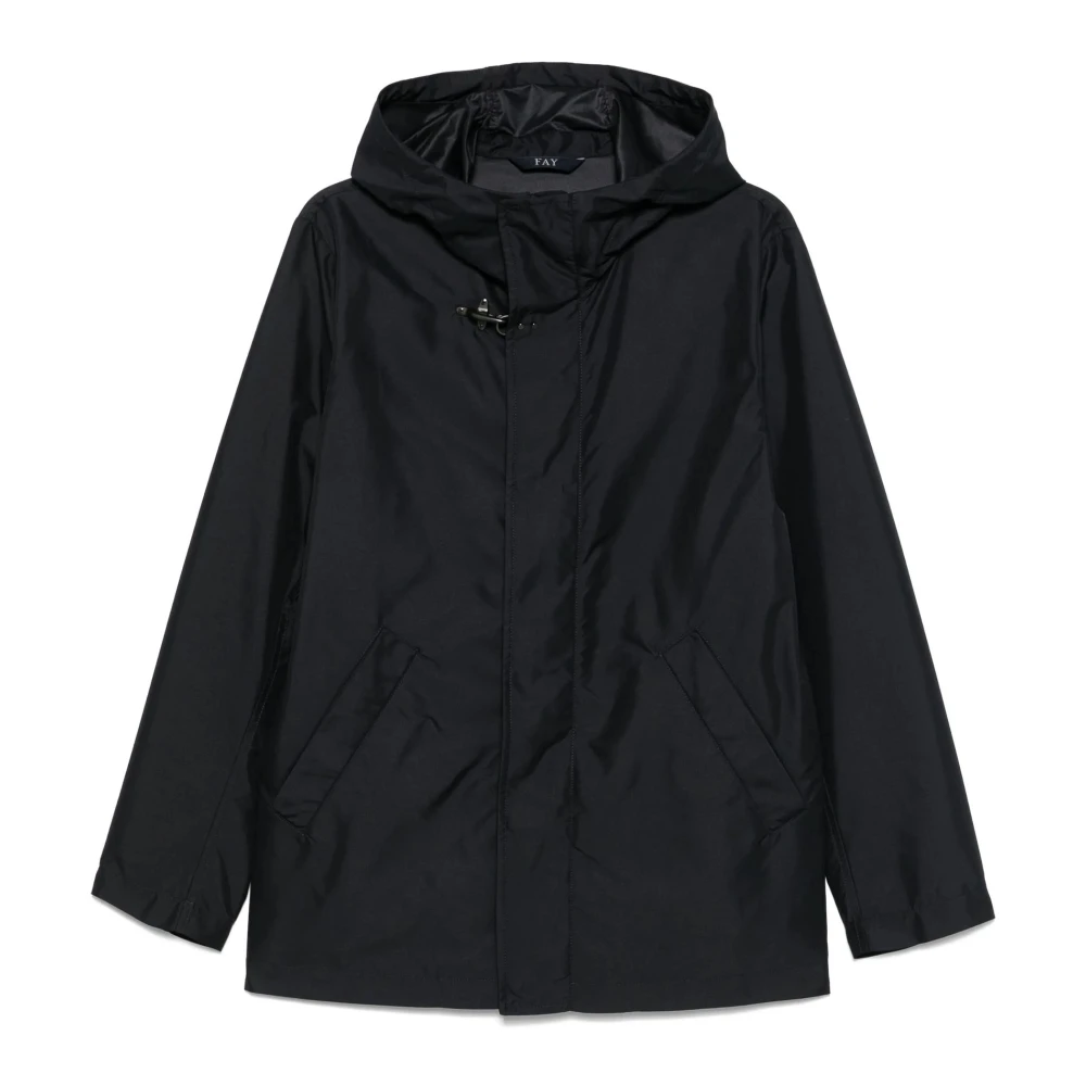 Fay Blauwe Technische Poplin Parka Jas Blue Heren