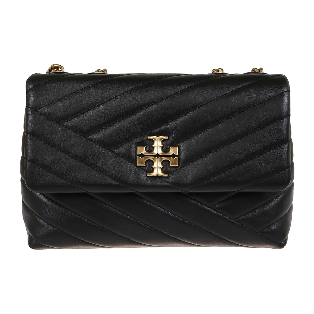 TORY BURCH Gewatteerde leren Chevron tas in crème Black Dames