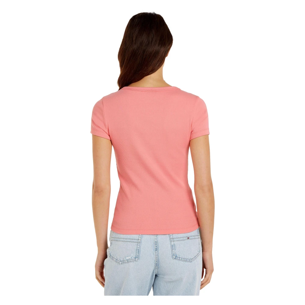 Tommy Jeans Essential Dames Aansluitend Shirt Pink Dames