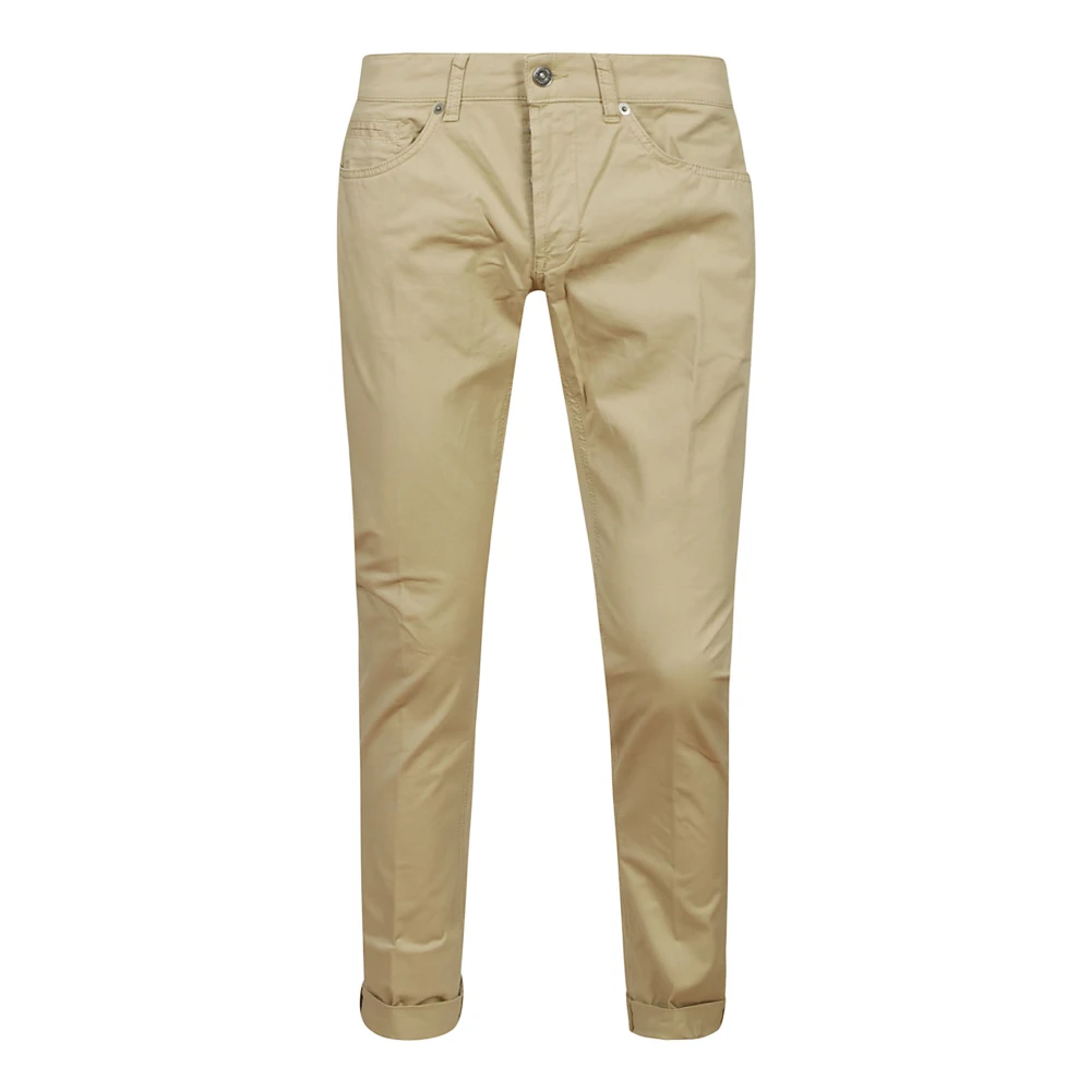 Dondup Men's Beige Slim-Fit Trousers, W33, Slim Fit Trousers