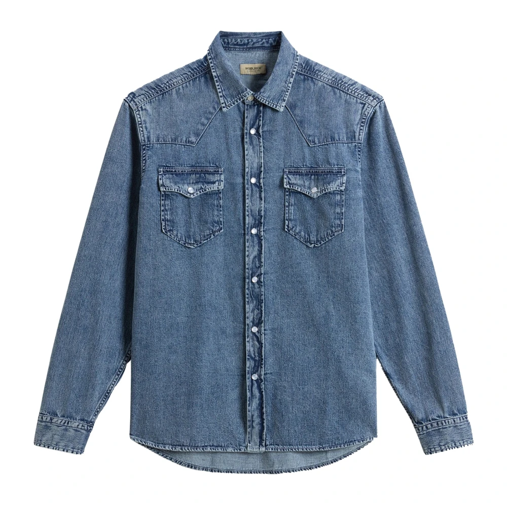 Woolrich Denim Western Shirt Blue Heren