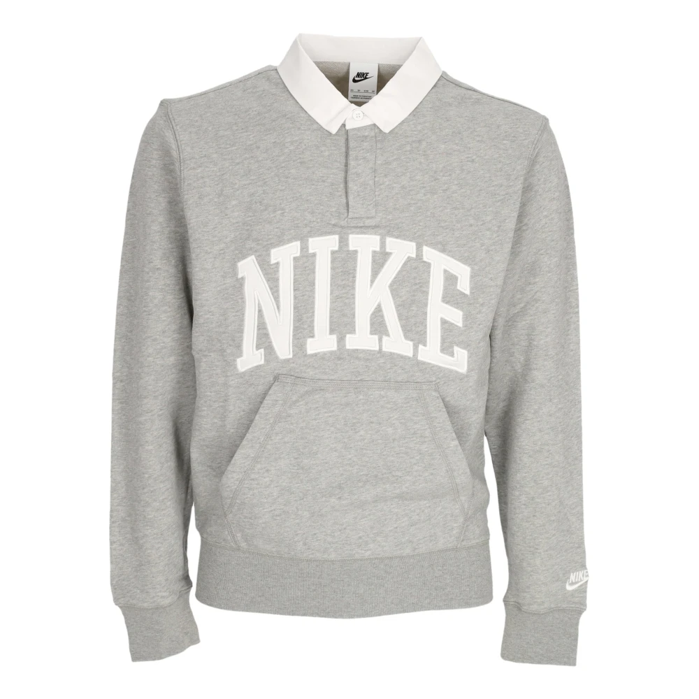 Nike Men's Gray Long Sleeve Training Tops, S, Long Sleeve Polo Club Shirt