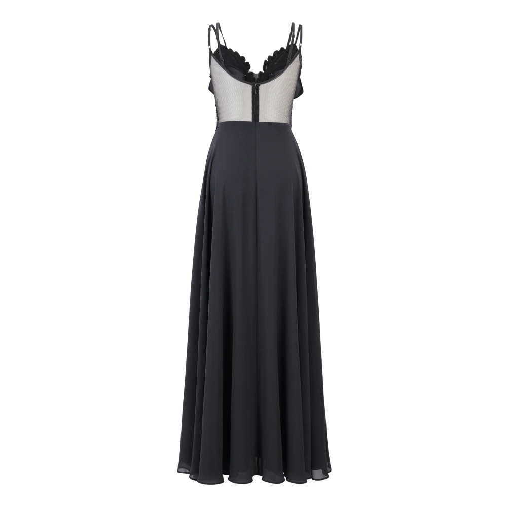 Vera Mont Schitterende Avondjurk met Borduursel Black Dames