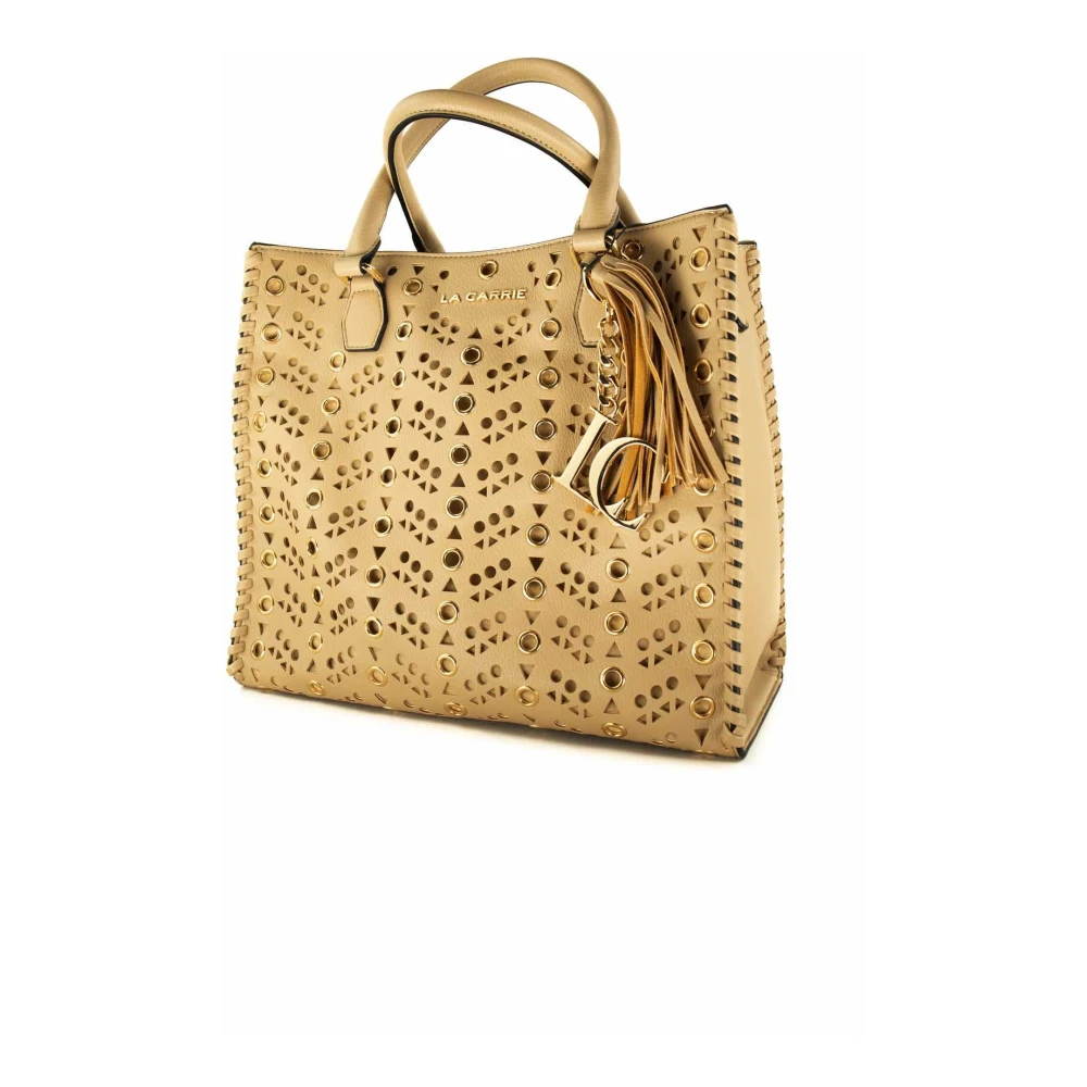 La Carrie Beige Handtas met Laseruitsparingen en Studs Beige Dames