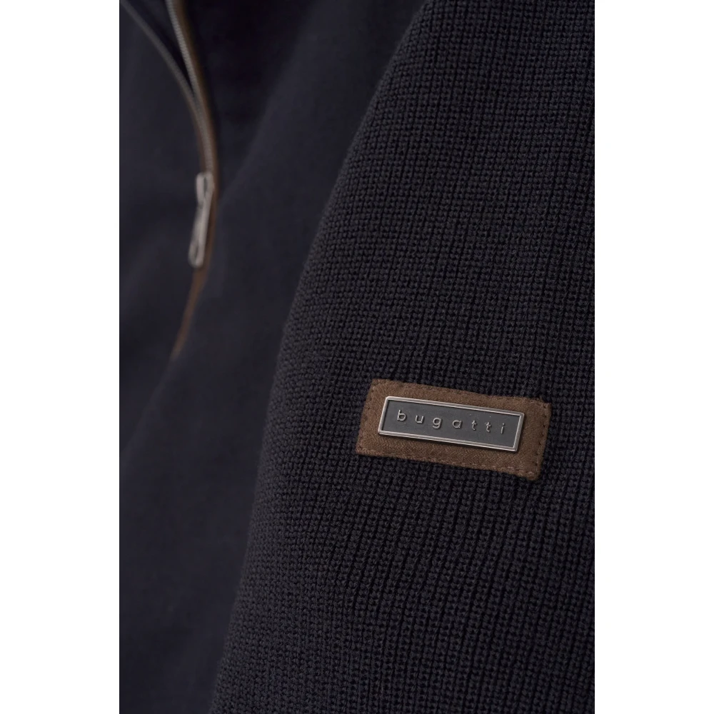 Bugatti Blauwe wollen jas met imitatiebont Black Heren