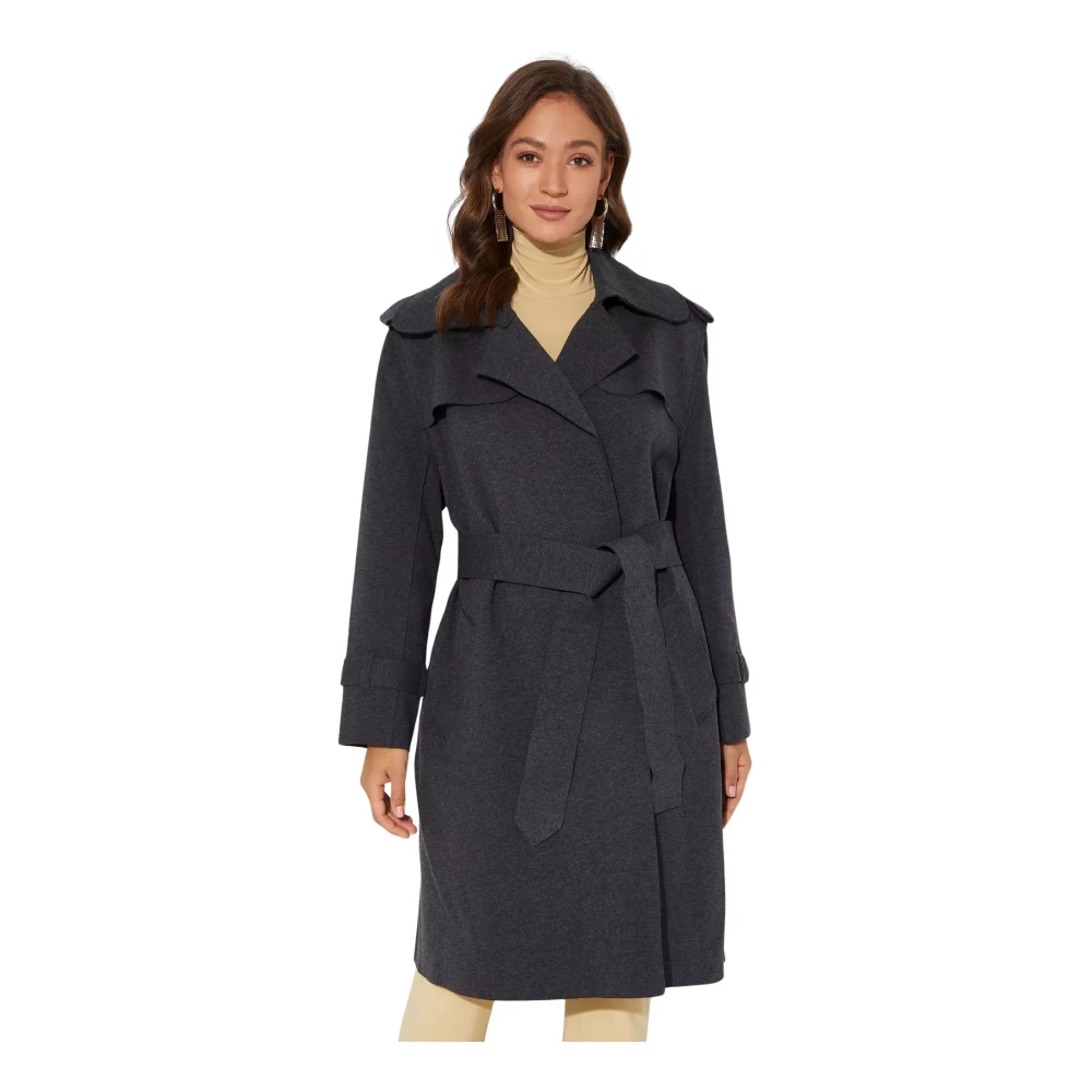 Norma Kamali Women's Gray Trench Coats, Xs, Belt Trench Coat