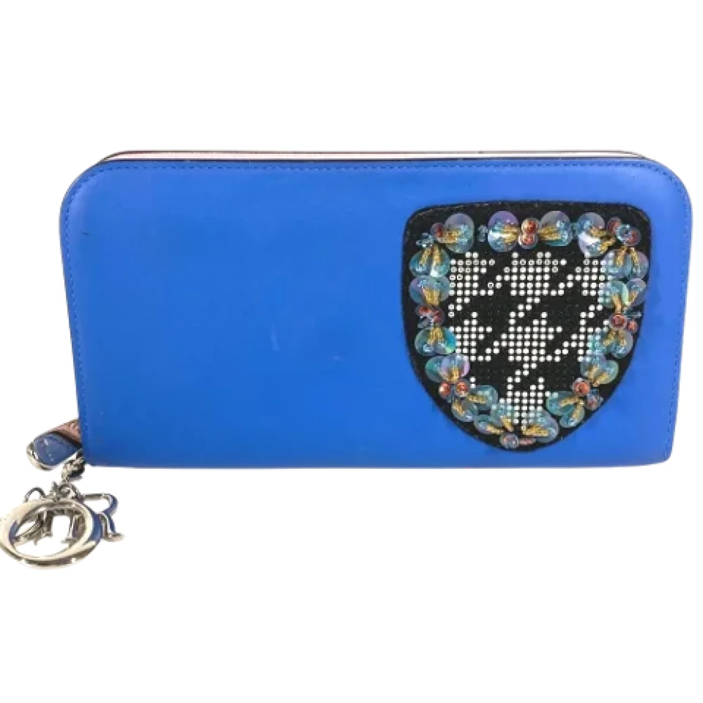 Dior Vintage Pre-owned Leather wallets Blue Dames