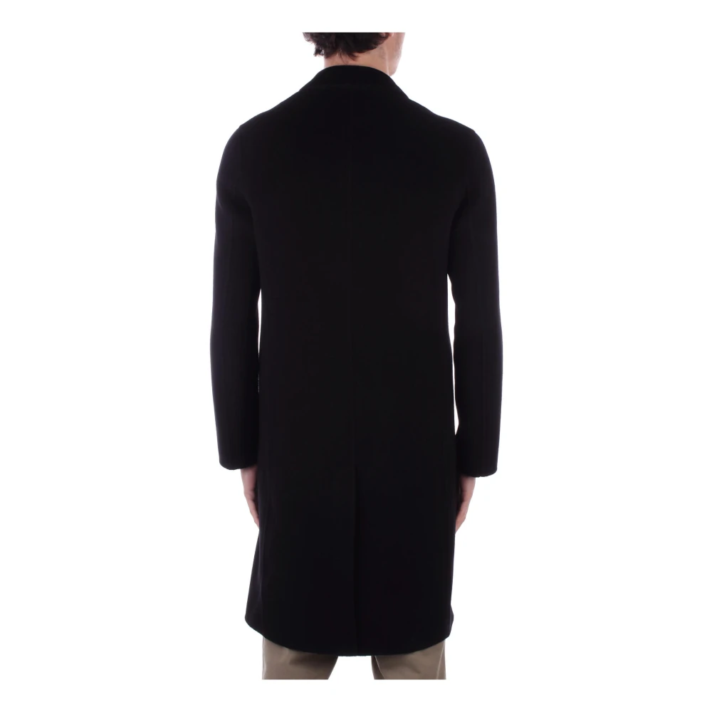 Alpha Studio Zwarte dubbelrijige jas Black Heren
