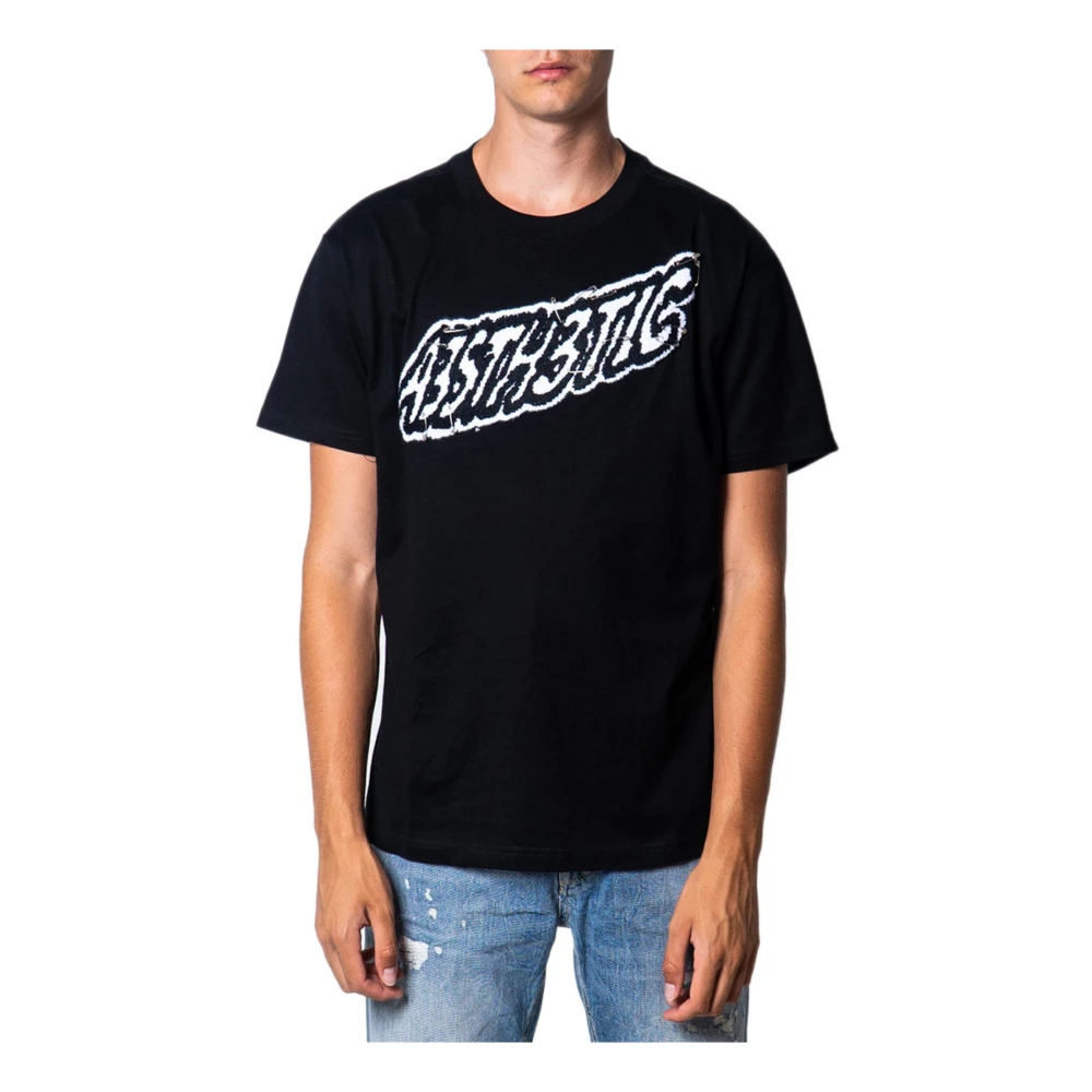 Diesel Svart Tryck T-shirt för Män Black, Herr