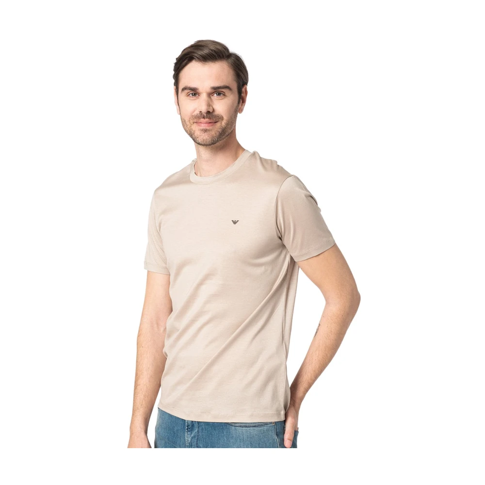 Emporio Armani Katoenen T-shirt met korte mouwen Beige Heren