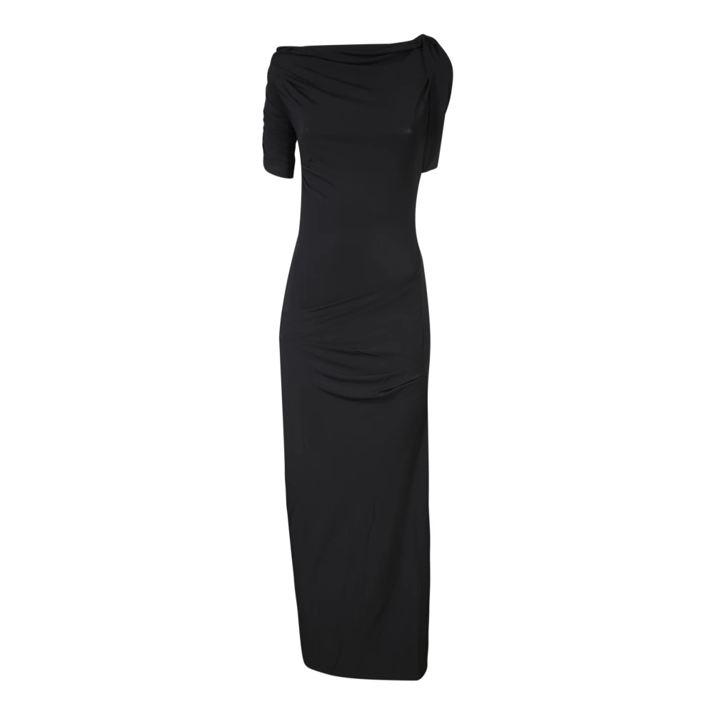 Jacquemus Zwarte Asymmetrische Hals Twist Jurk Black Dames