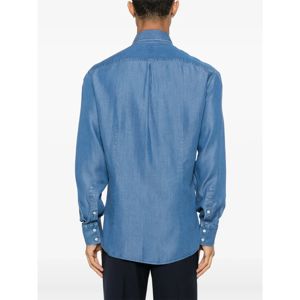 BRUNELLO CUCINELLI Lyocell Shirt Gemaakt in Italië Blue Heren