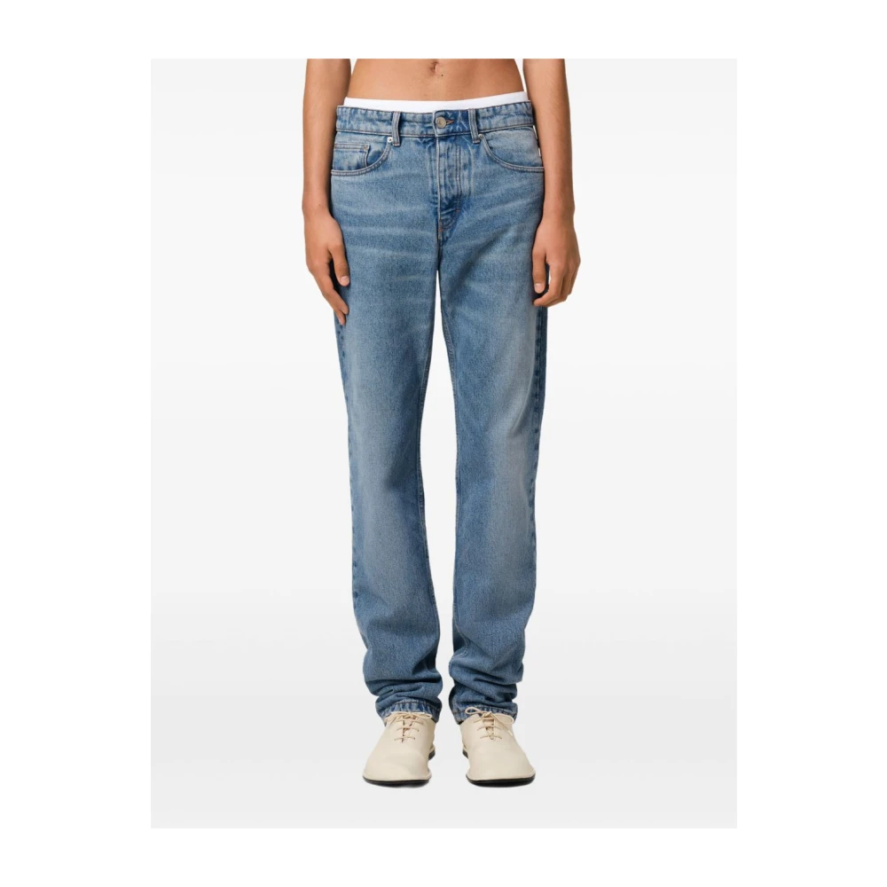 Ami Paris Blauwe Gebruikte Straight-Fit Denim Jeans Blue Heren
