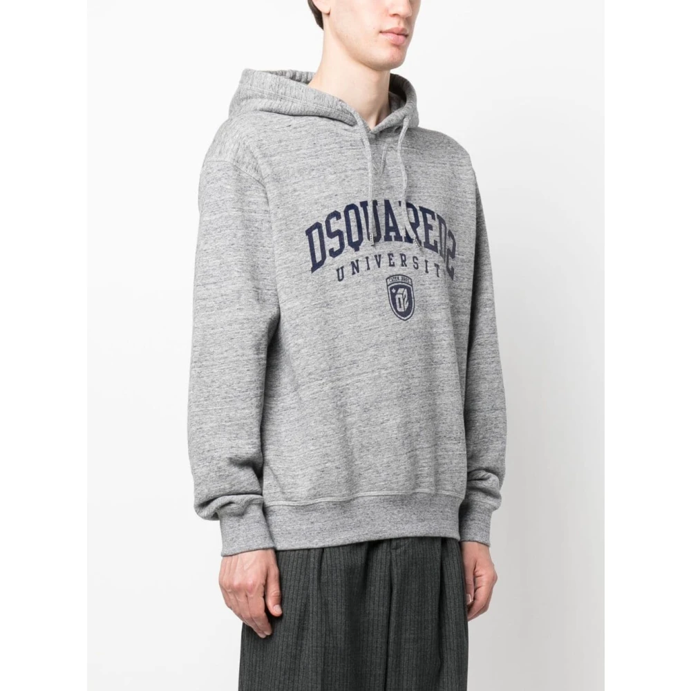 Dsquared2 Grijze University Logo Hoodie Gray Heren
