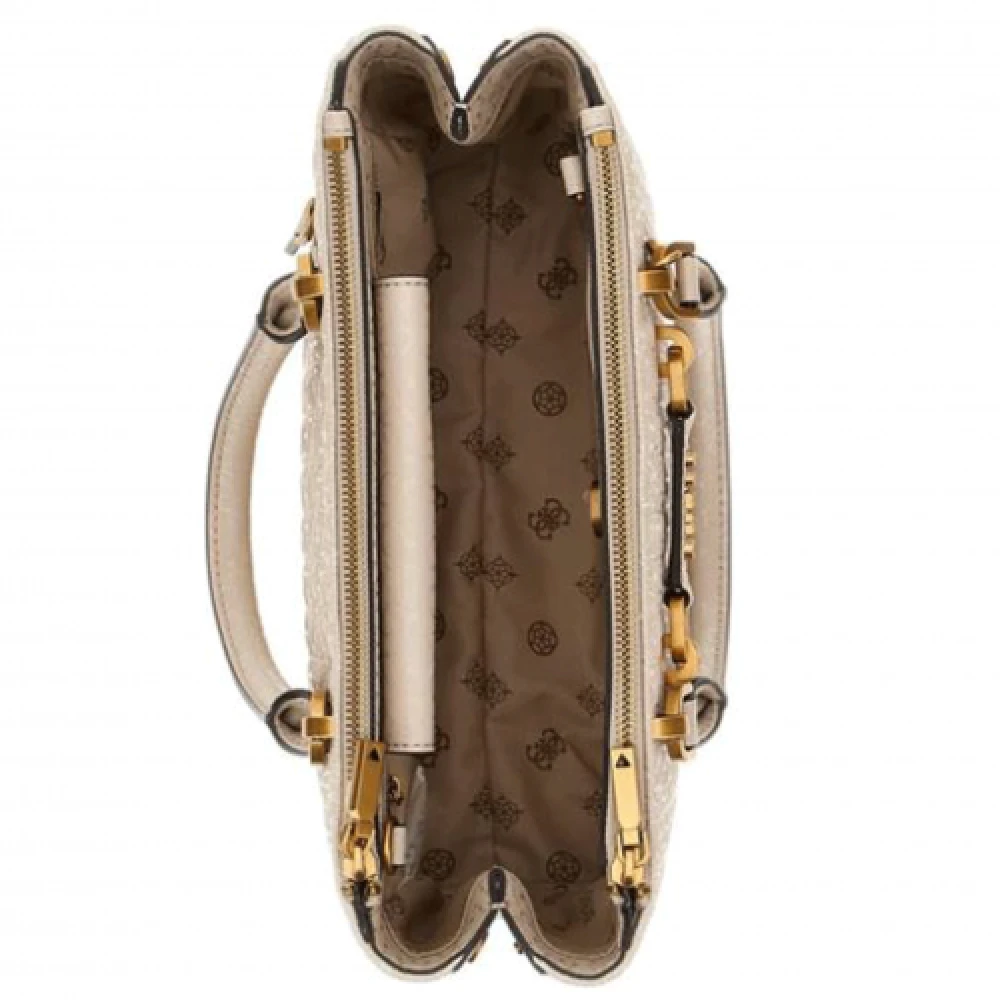 Guess Beige Handtas met Gouden Logo Beige Dames
