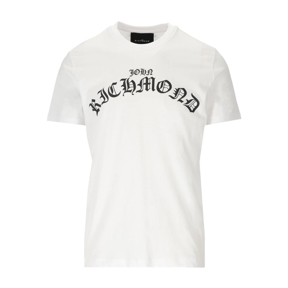 John Richmond Gothic Logo Wit Katoenen T-Shirt White Heren