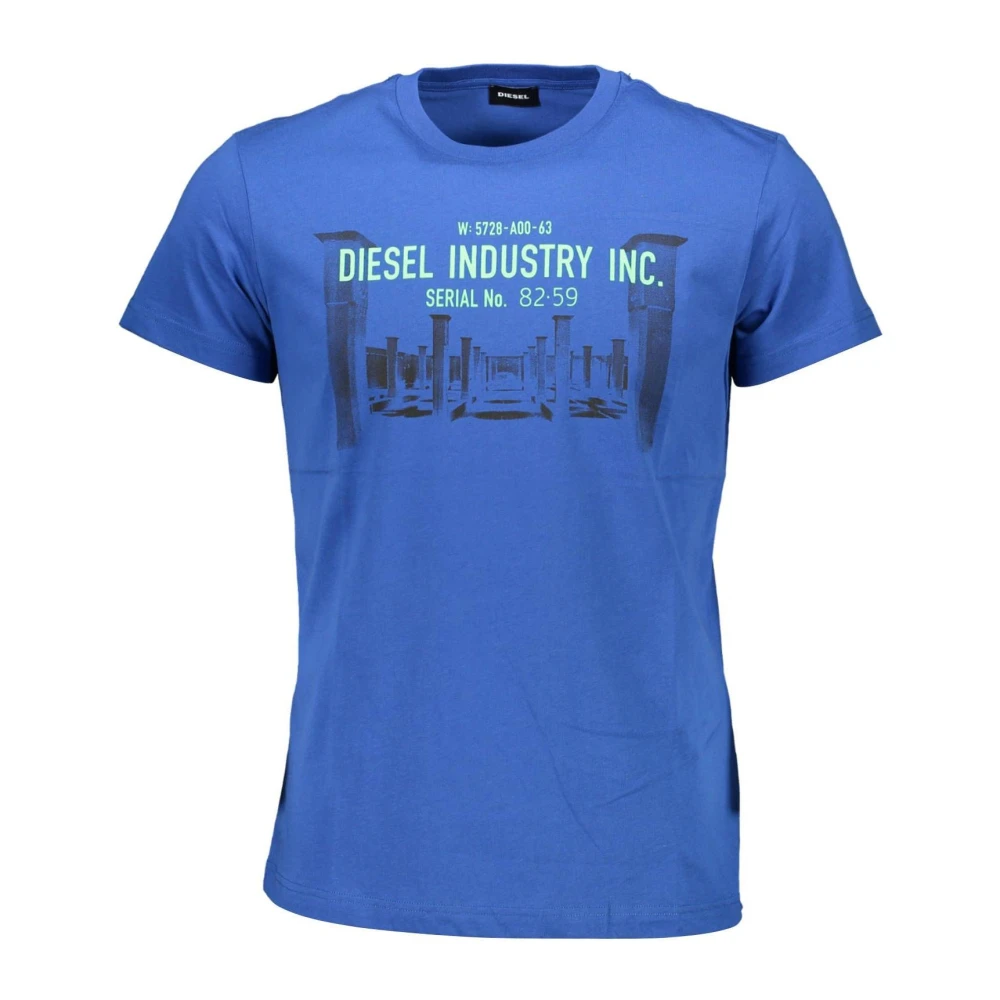 Diesel Men's Blue T-Shirts, Xl, Graphic Logo Cotton Tee