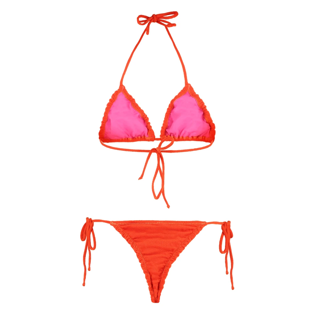 Reina Olga Contrasterende Stiksels Triangel Bikini Orange Dames