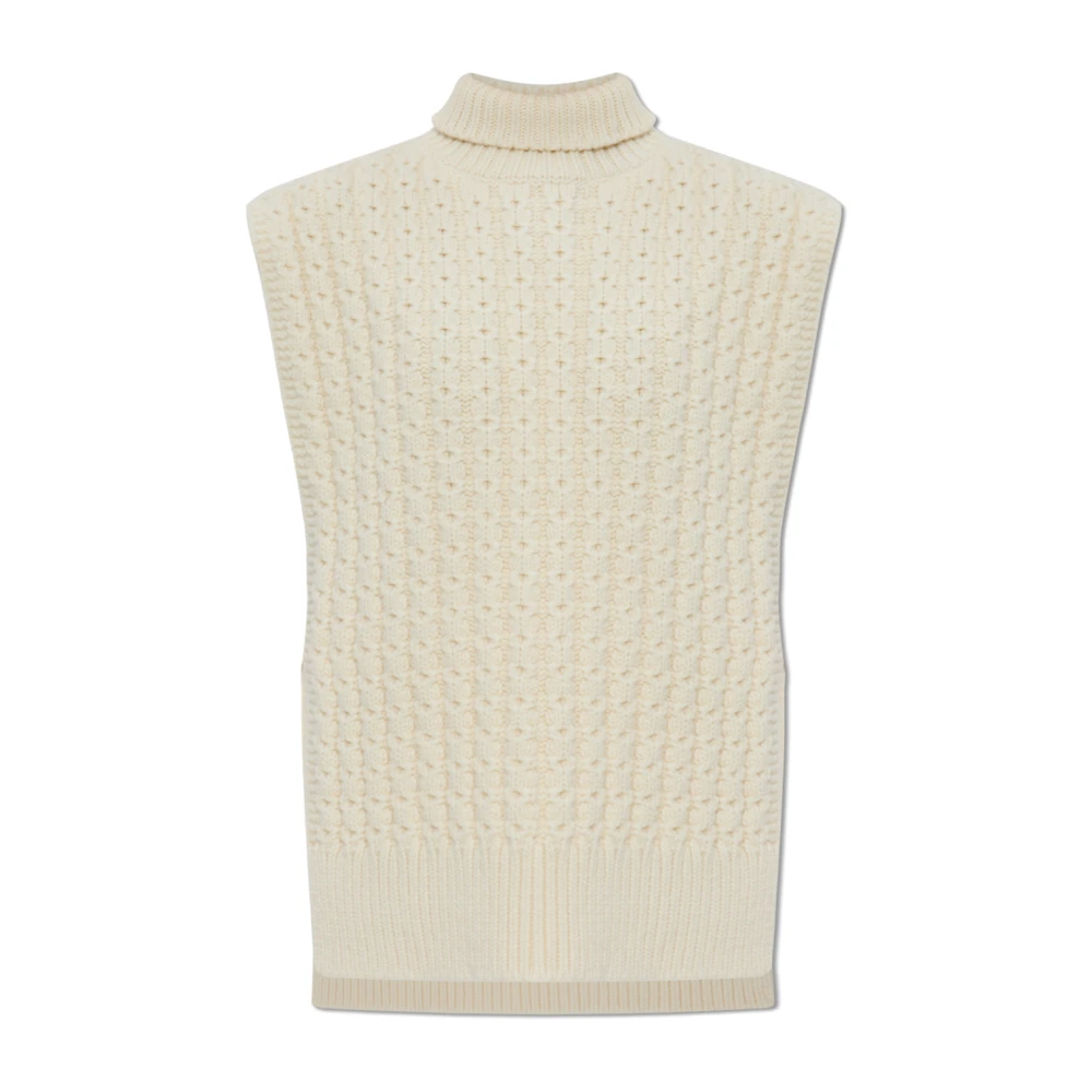 Alaïa Wollen poncho met coltrui Beige Dames