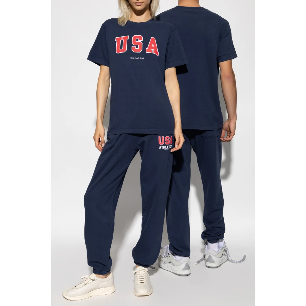 Sporty & Rich Sweatpants met logo Blue Unisex