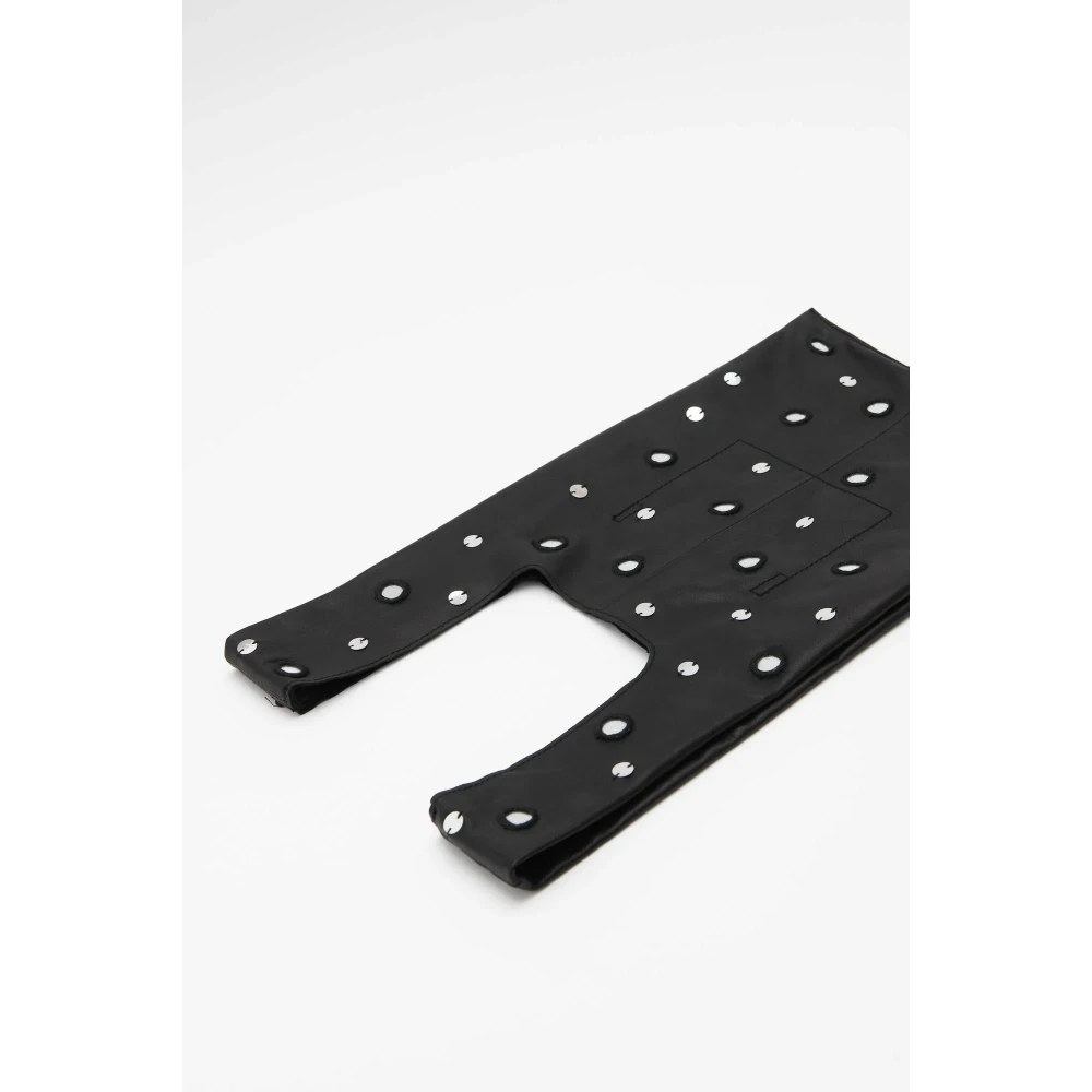 Alysi Geborduurde Leren Mini Tas met Studs Black Dames