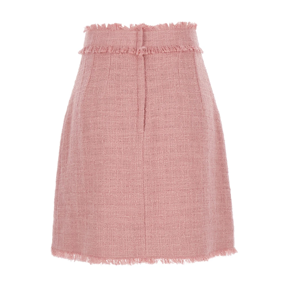 Dolce & Gabbana Roze Tweed Rok met Logoed Knopen Pink Dames