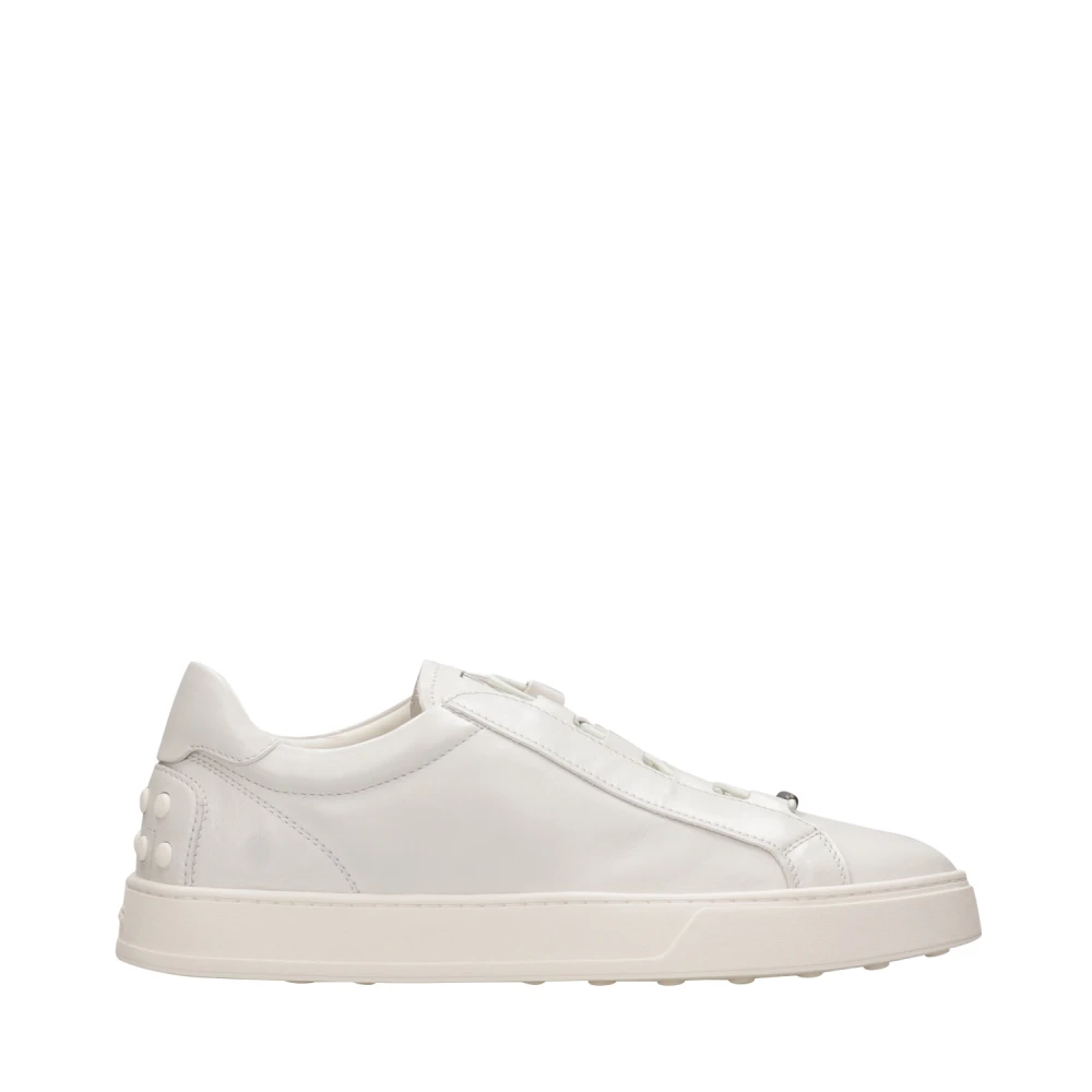 Tod’s Witte leren sneakers met logoplaquette Heren Schoenen