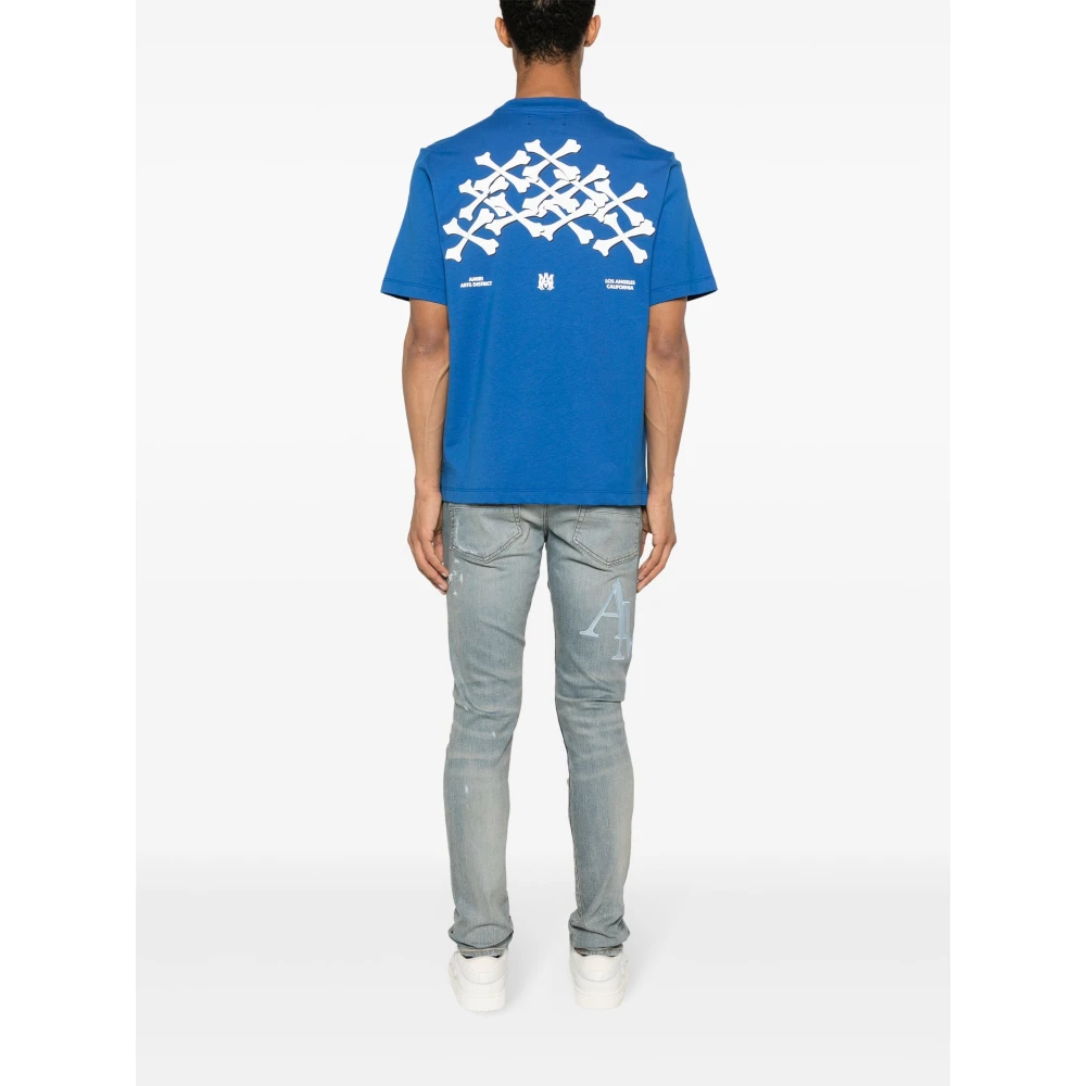 Amiri Blauwe T-shirts en Polos met Logo Blue Heren
