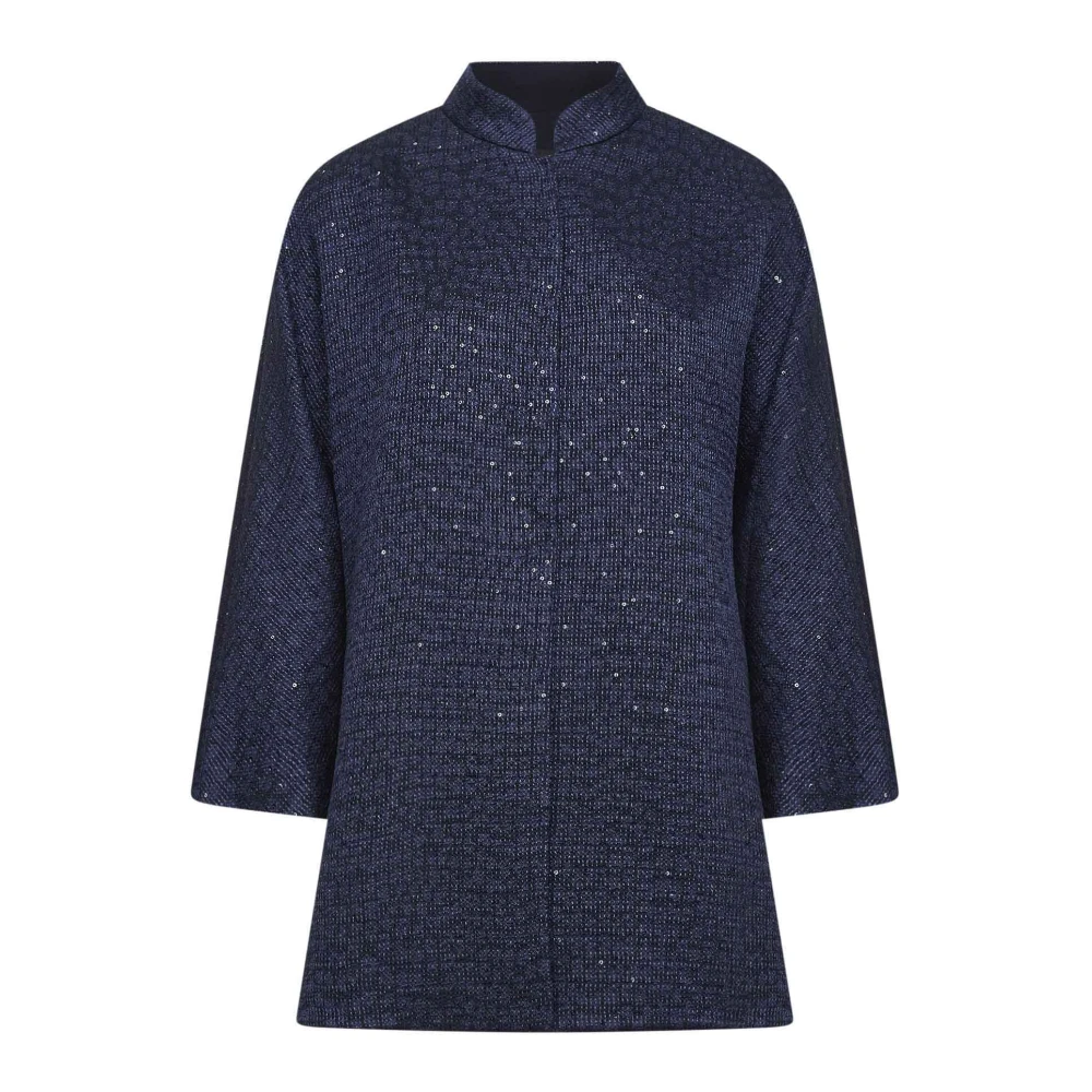 Giorgio Armani Women's Blue Viscose-Blend Single-Breasted Jacket With Sequins