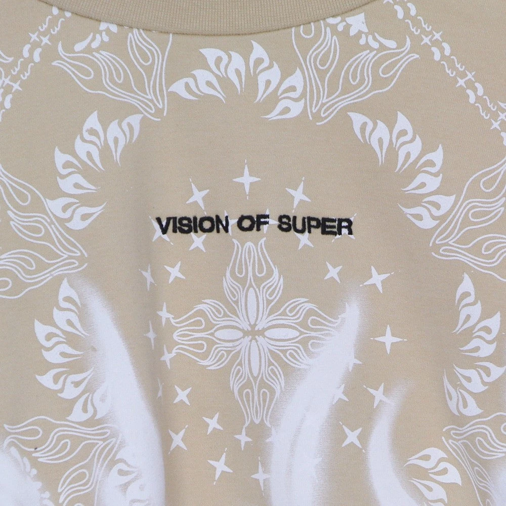 Vision OF Super Bandana Print Crop Sweatshirt Beige Dames