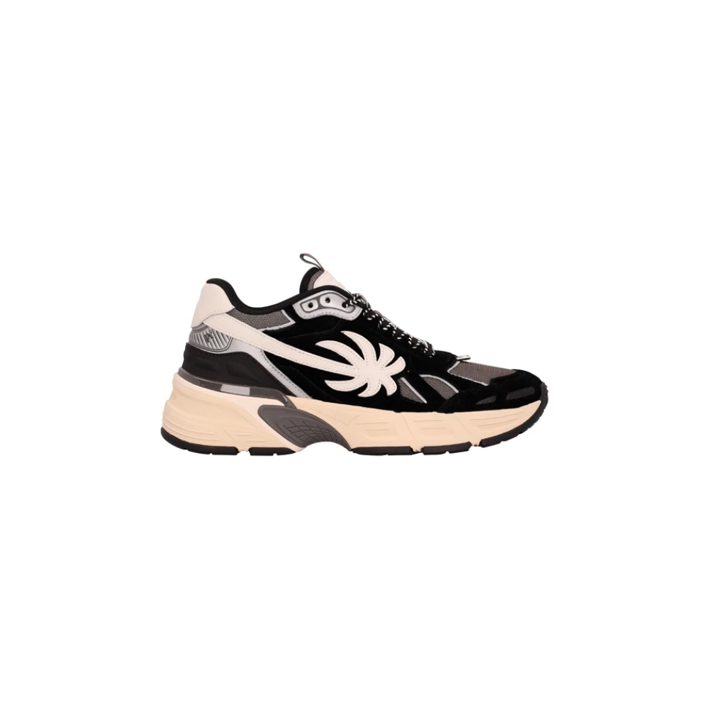 Palm Angels Men's Black Sneakers, 7 Uk, Stylish Leather And Fabric Trainers