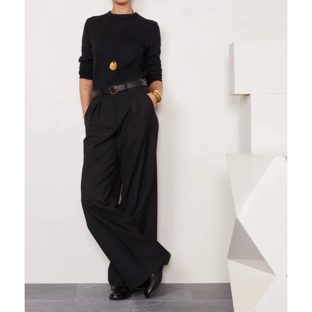 Officine Générale Lange mouw ronde hals shirt Black Dames
