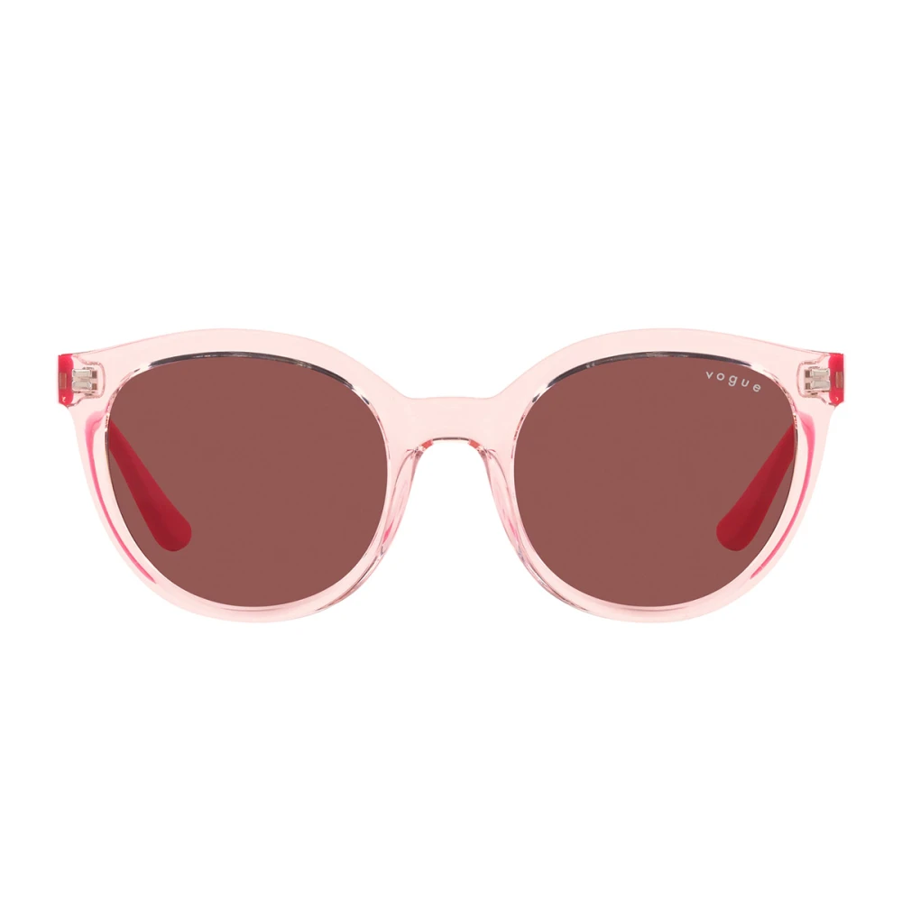 Runde rosa solbriller med mørke lilla linser