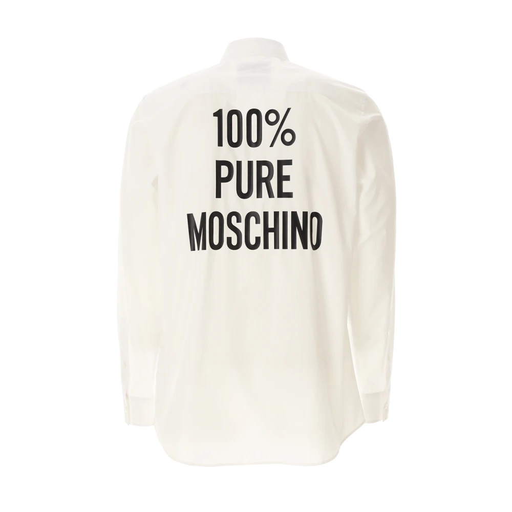 Moschino Puurd Katoen Poplin Overhemd Wit White Heren