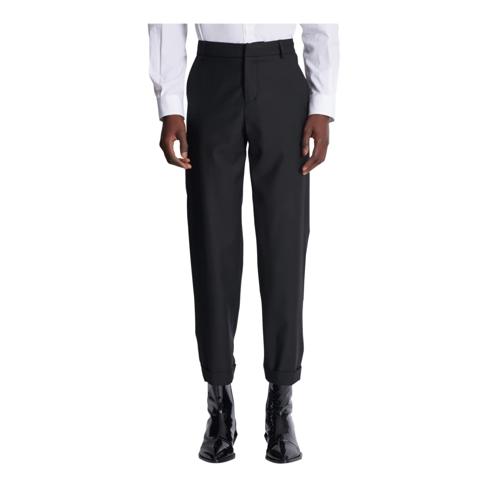 Balmain Dubbele wol crêpe broek Black Heren