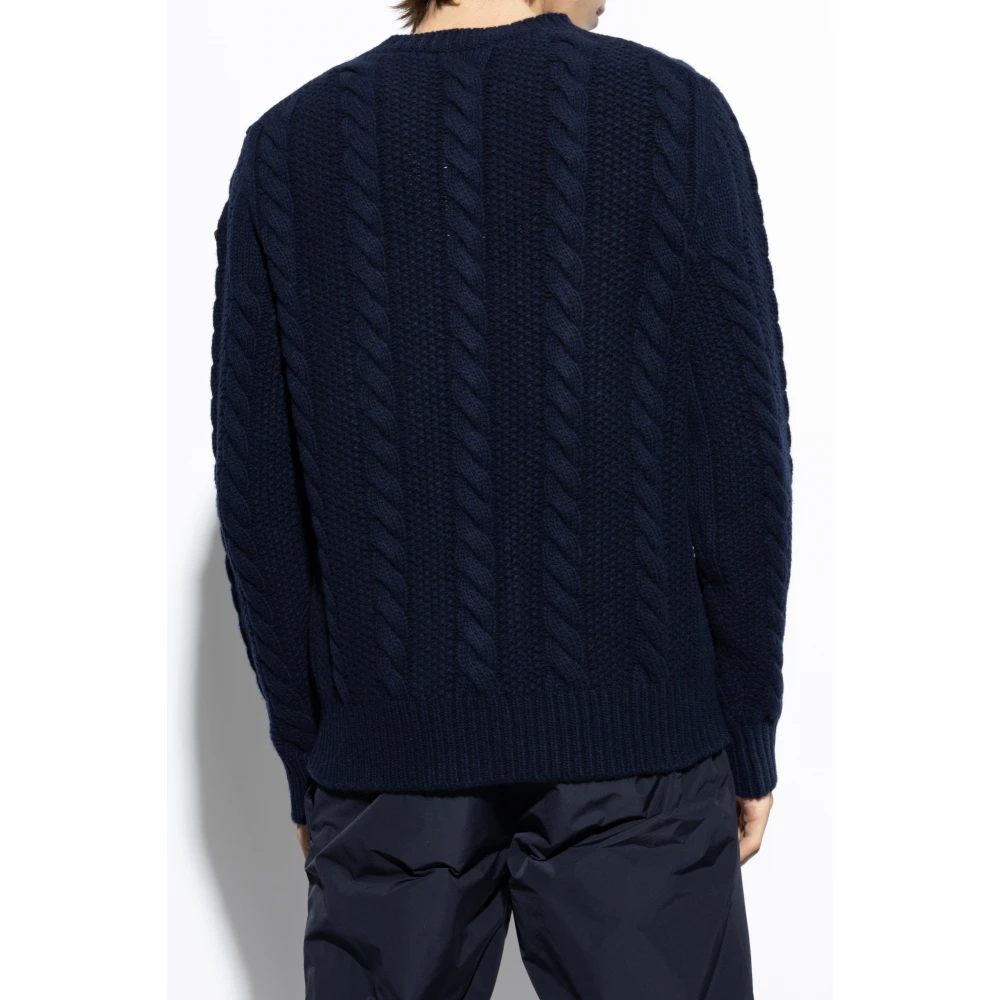 Moncler Trui met decoratieve brei Blue Heren