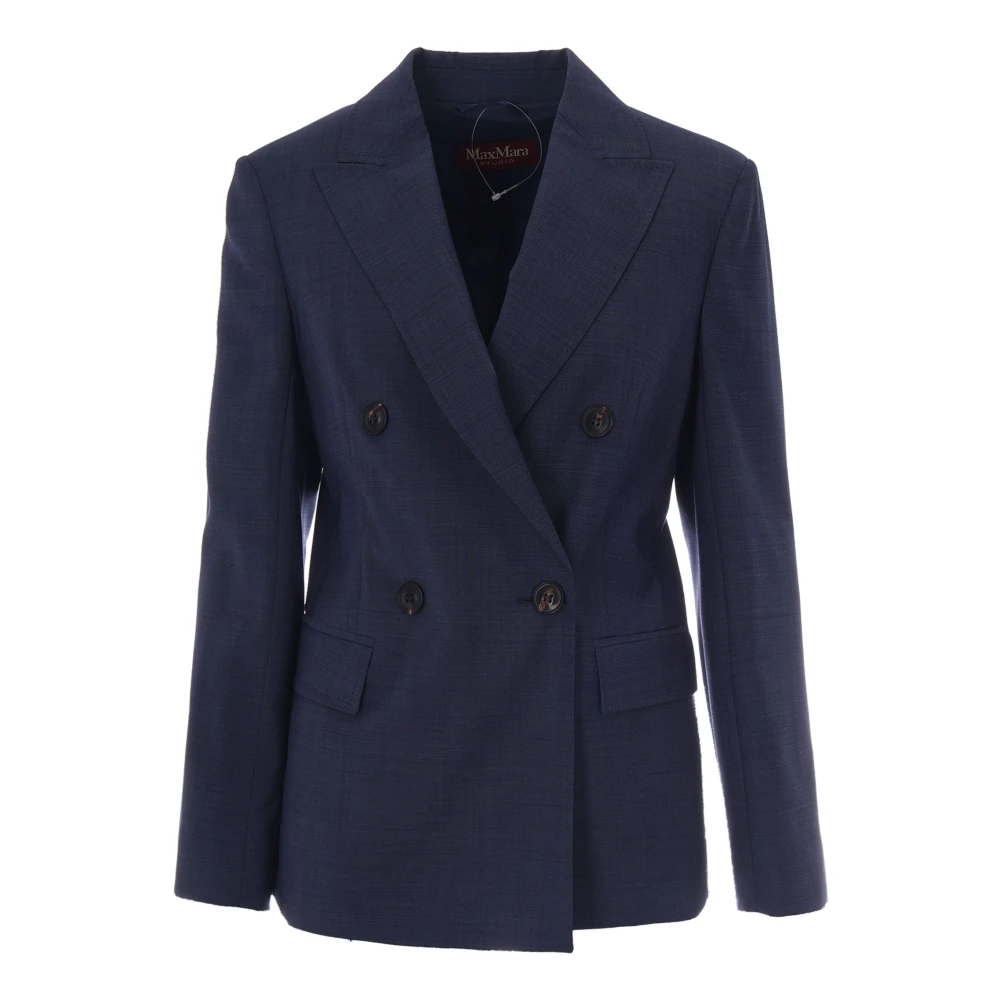 Max Mara Studio Vrouw Blauw Jassen Dames, Xs, Wol, Blazers