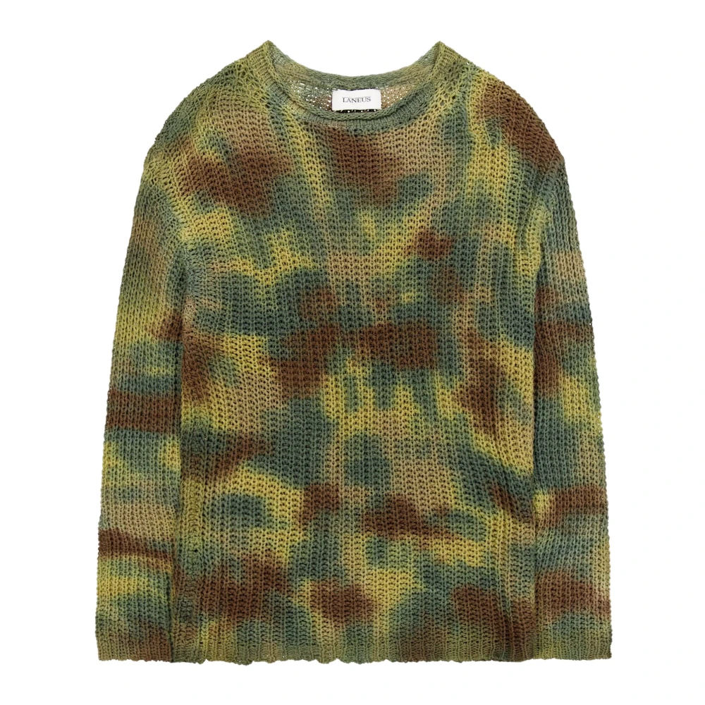 Laneus Tie Dye Camo Print Sweater Multicolor Heren